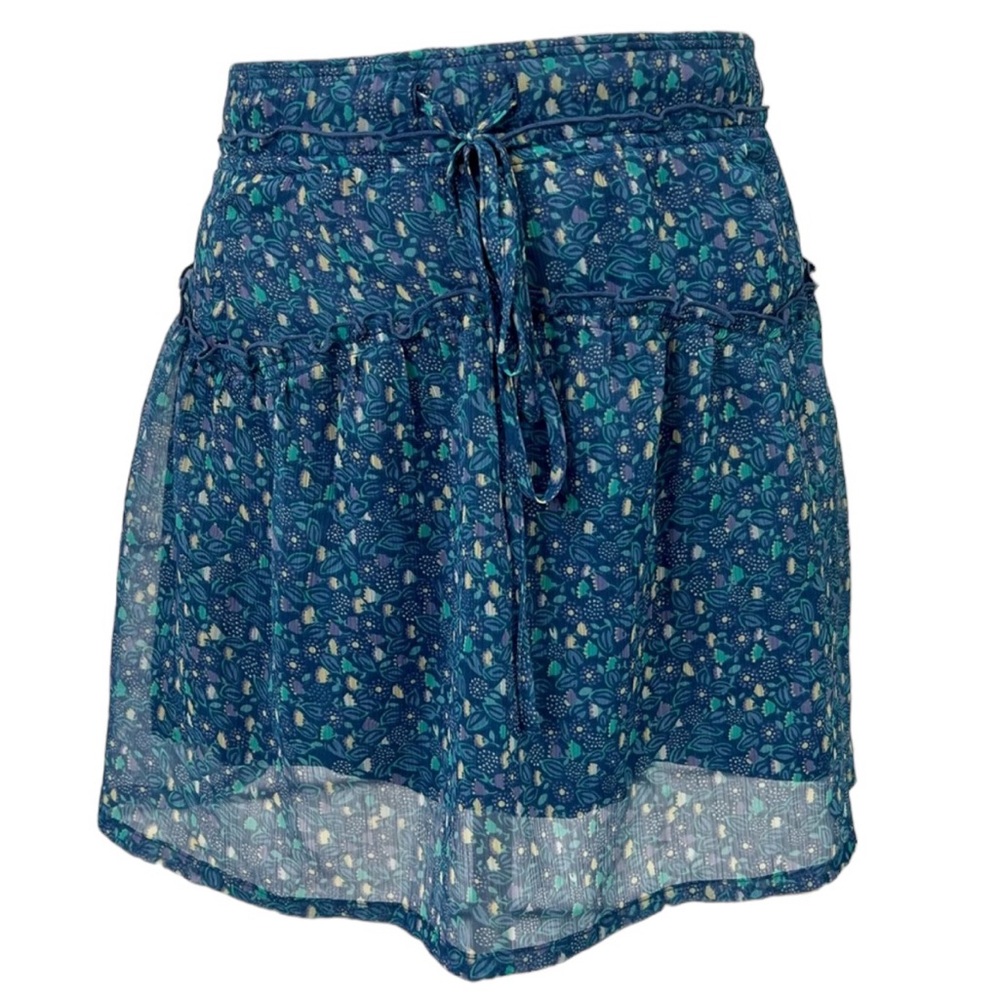 AEO Sheer Skirt and Lined Blue Floral Elastic & Drawstring size M